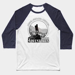 Outdoor Adventures - Hiking Monochrome 001 Baseball T-Shirt